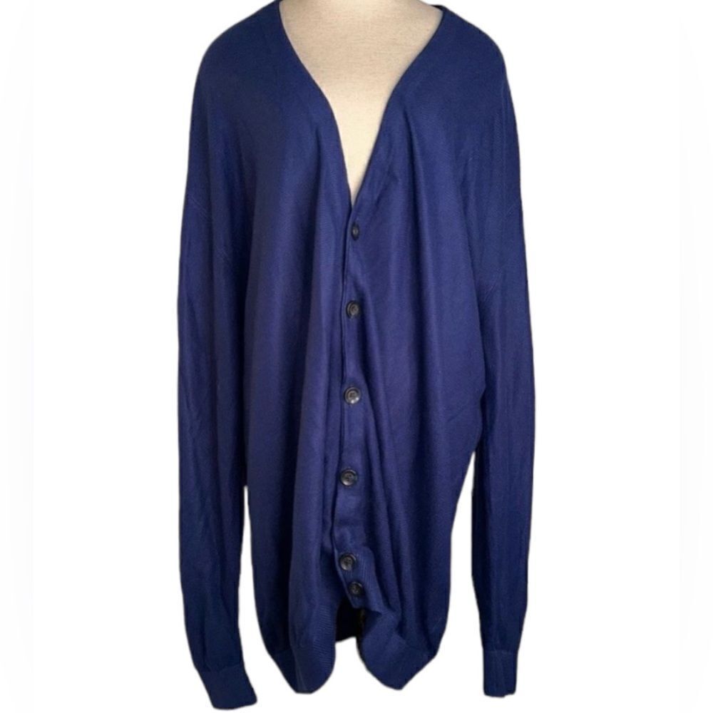 Cypress Links Mens XXL Blue Knit Soft Acrylic 80’s Golf Classic Sweater Cardigan
